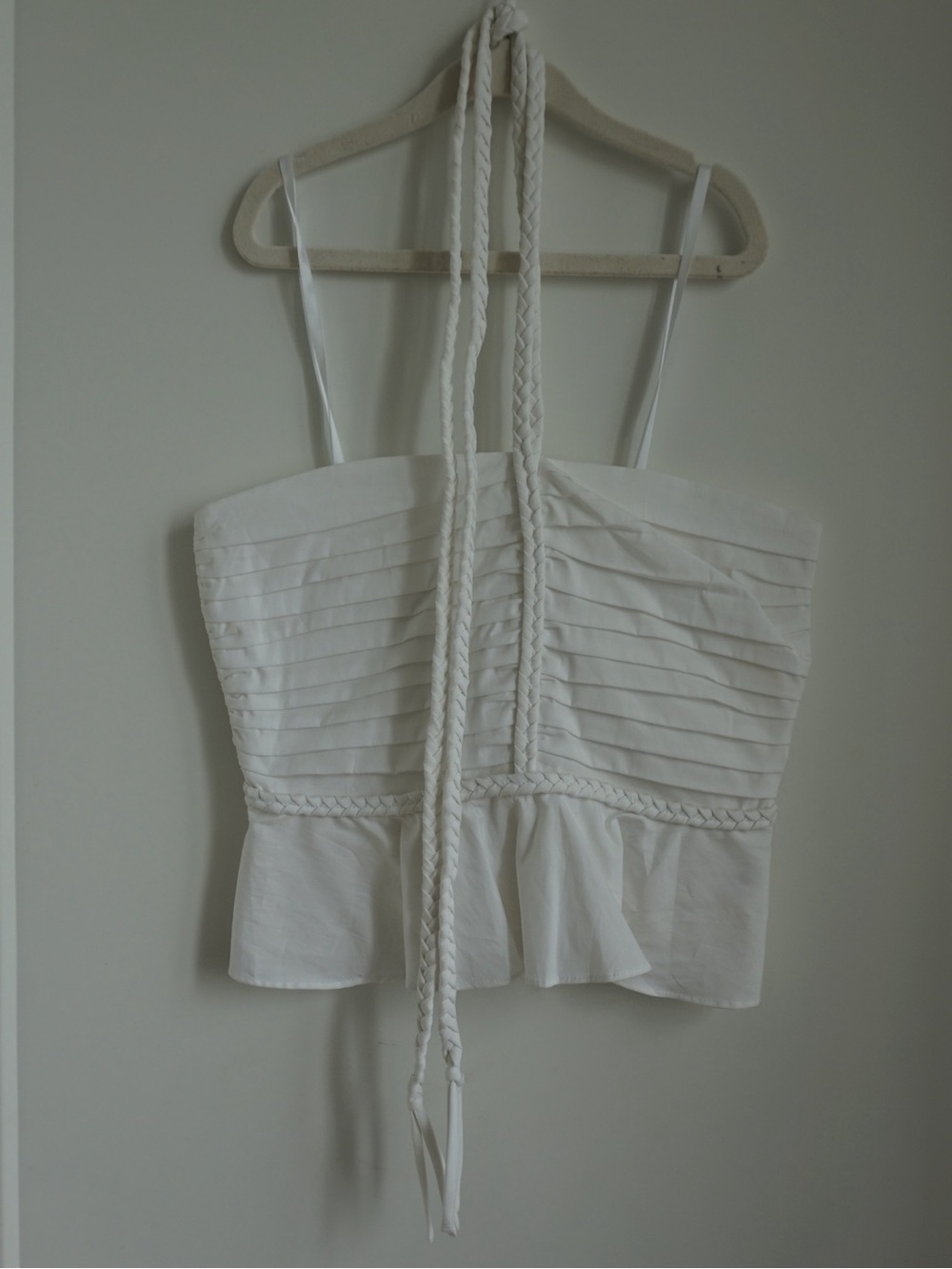 Veronica Beard White Pleated Peplum Tank